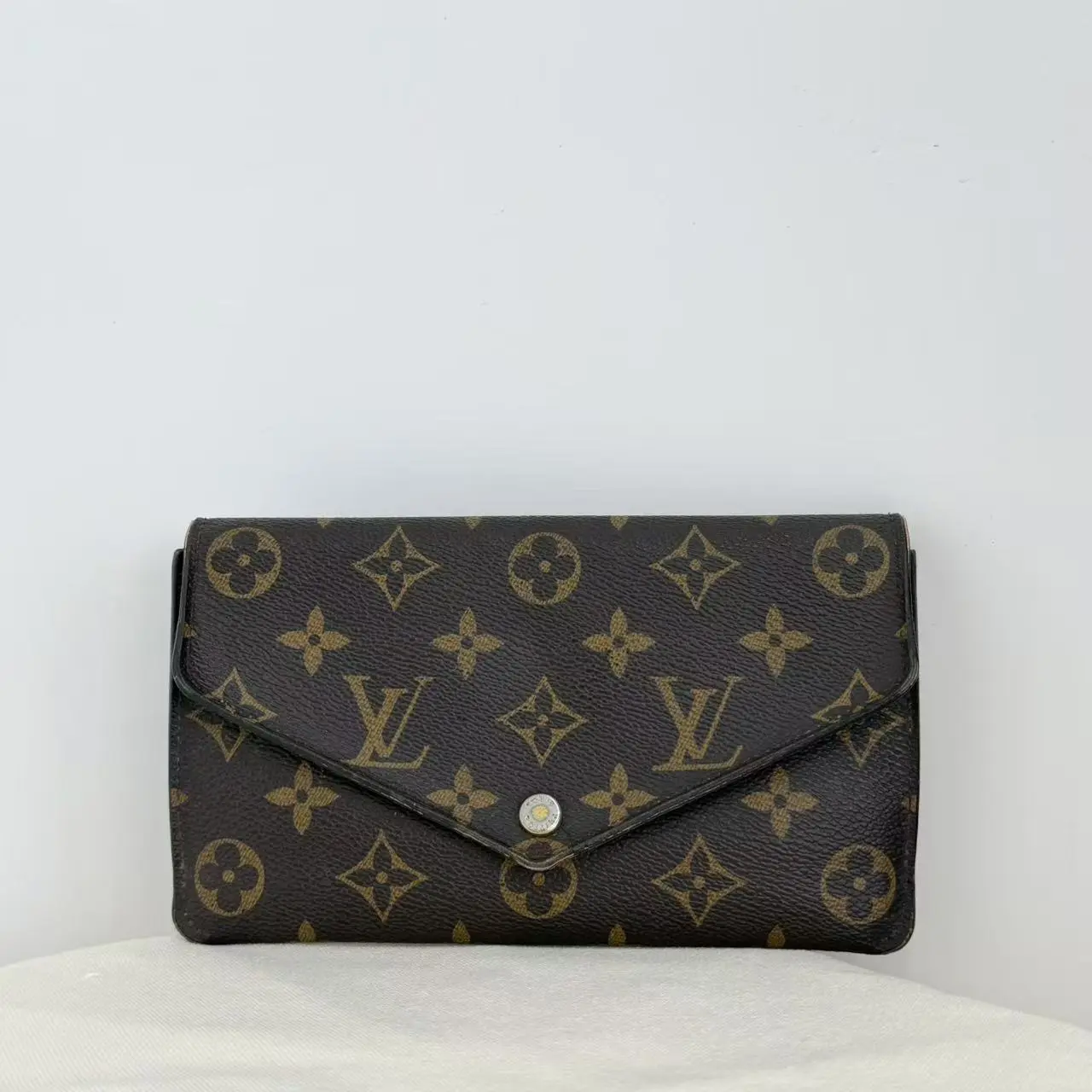 Pre-owned Louis Vuitton Monogram Envelope Long Wallet Snap Button Preowned Luxury Designer Leather Card Holder Purse