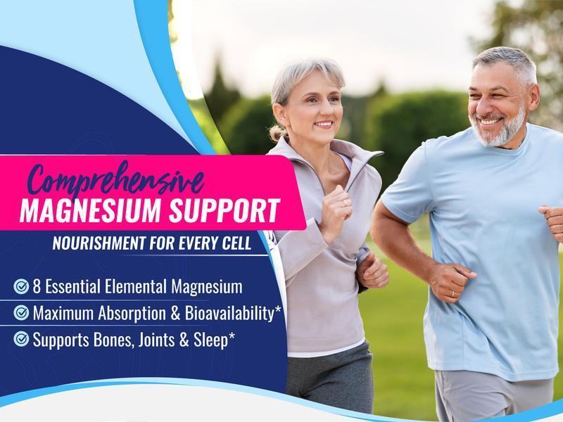 3 Bottles of Magnesium Complex 7 Elemental - Magnesium Glycinate, Citrate, Malate,Taurate,Complete Chelated Mineral Supplement for Easy Absorption for Bones, Sources  Men Women Bone Muscle Sleep Immune Support Nature Decent Fitness Dietary Supplement