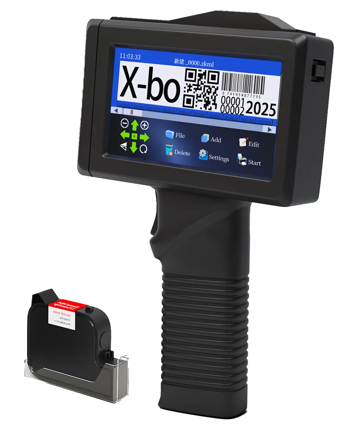 Handheld Inkjet Printer Gun with 0.5 in/12.7 mm Print Height, 42ml Quick-Drying Ink Cartridge for Batch Number, Date, QR Codes, Barcodes, Labels, Logo Printing on Diverse Materials
