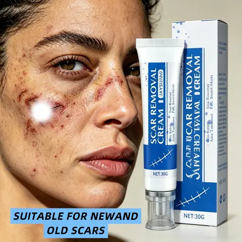 Scar Cream Face Body Improves Acne & Surgical Scars, Moisturizing Scarring Aid for Old & New Marks, Lightweight Non-Greasy Formula, Gentle Daily Use 30g for Adults