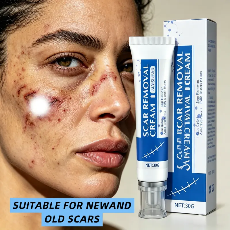Scar Cream Face Body Improves Acne & Surgical Scars, Moisturizing Scarring Aid for Old & New Marks, Lightweight Non-Greasy Formula, Gentle Daily Use 30g for Adults