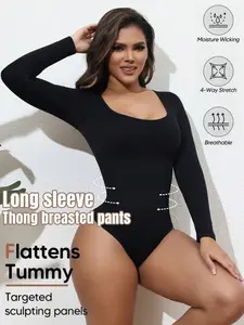 Women's Round Neck Long Sleeve Top, Pure High Stretch Shirt, Slim Fit Casual Wear, Fashionable Durable Structure, Breathable Fabric, Bodysuits