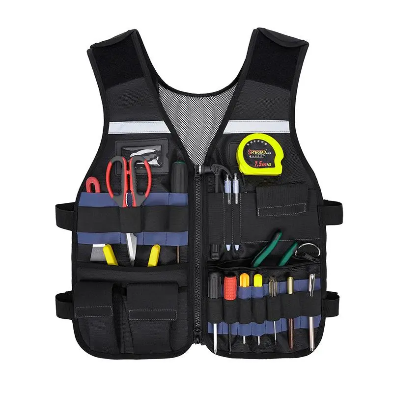 Multifunctional Multi-pocket Vest, Heavy Duty Portable Waterproof Oxford Cloth Tool Bag, Durable Tool Bag for Electrician & Woodworking, Parts, Portable