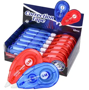 White Correction Tape, Easy To Use Applicator for Instant Corrections Wrong Writing At Any Time, For school, Office (Red and Blue, 12pack, 6M/256" x 0.2")