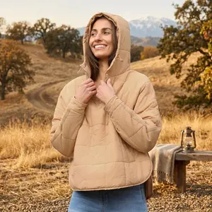 Women's Oversized Hooded Puffer Jacket - Lightweight Quilted Winter Warm Padded Hoodies Coat for Women, Water-Resistant Windproof Insulated Outerwear with Zipper Pockets, Perfect for Cold Weather Casual Streetwear Fashion