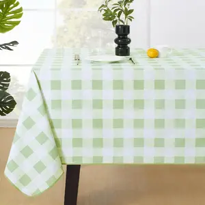 Rectangle Vinyl Tablecloth,   Buffalo Gingham Plastic Table Cloth, Heavy Duty Wipeable Table Covers for Picnic, Outdoor, Camping - 54 x 54, Sage Green