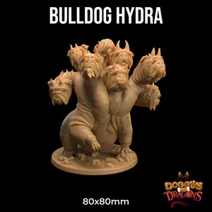 Bulldog Hydra Doggos and Dragons | The Dragon Trappers Lodge | 32mm Scale | Miniature TTRPG Mini DnD Dungeons Dragons Wargame