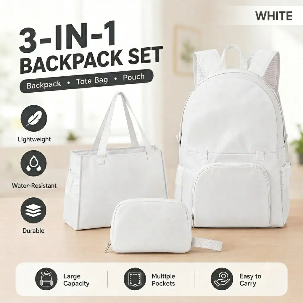 3-in-1 Convertible Backpack for Women, Solid Waterproof Polyester Lightweight Daypack for School, Travel, & Commuting, Backpacks For School, Flexible Multi-Purpose Backpacks