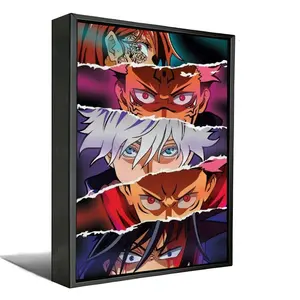 Jujutsu Kaisen Canvas Poster, Paper Style Gojo Satoru Sukuna Yuji Megumi Nobara Character Wall Art, Modern Manga Print for Teen Bedroom Dorm Decor