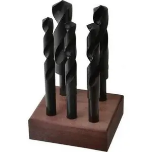 5-Pieces Chicago-Latrobe High-Speed Steel Reduced Shank Drill Bit Set - 17/32 to 1" Sizes, 118° Point, Oxide Finish, 1/2" Shank Diameter
