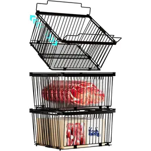 Freezer Organizer Bottom net,Fit 5 to 9 Cu Ft Chest Freezer,3 Pack, Expandable Stackable Chest Freezer Containers with Handle