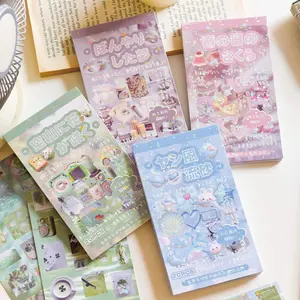 20 Pages Kawaii Cartoon Sticker Book Holographic Glitter and Shiny Foil Decals for Phone Laptop Journaling Planner Spring Easter DIY Crafts