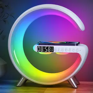 4-in-1 Smart Moon Lamp with Wireless Charger, Bluetooth Speaker & Alarm Clock – App-Controlled LED Night Light for Bedroom, Office, Home Decor, Cool Gaming Room Ambience, TikTok Viral Mood Lighting Gift