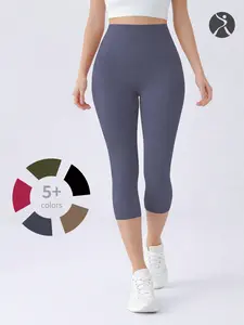 Women's Basic High-Waisted Leggings With SidePockets Outdoor Casual Capri Pants Comfortable & Breathable Gymwear