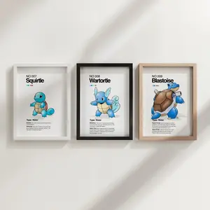 Blastoise Wartortle Typhlosion Poster, Japanese Inspired Room Art, Legendary Wall Decor, Anime Print