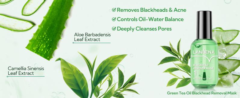 LANBENA Green Tea Blackhead Remover 100 sheet Nose Pore Strips & Pore Minimizer Serum Peel Off Mask for Pores, Nose, Chins & Face