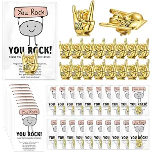 You Rock Enamel Pins Employee Appreciation Gifts Bulk You Rock Gifts for Coworkers Office Staff Work Team Teacher Funny Employee of The Month Lapel Pin Thank Cards Bags