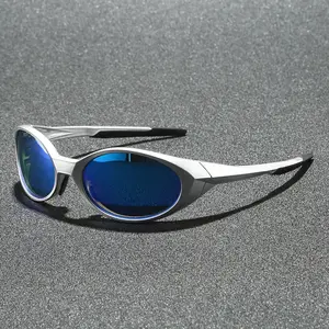 Y2K Oval Sunglasses, Futuristic Wrap-Around Shades, Retro Hip-Hop Style Sunglasses for Men & Women, UV400 Protection Streetwear Sun Glasses, Trendy 2000s Fashion Eyewear