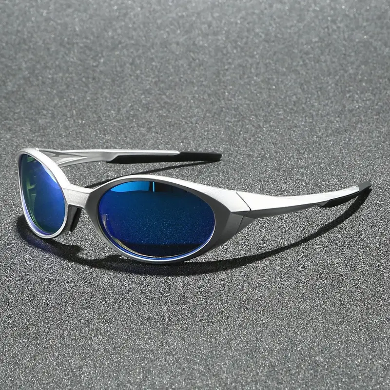 Y2K Oval Sunglasses, Futuristic Wrap-Around Shades, Retro Hip-Hop Style Sunglasses for Men & Women, UV400 Protection Streetwear Sun Glasses, Trendy 2000s Fashion Eyewear