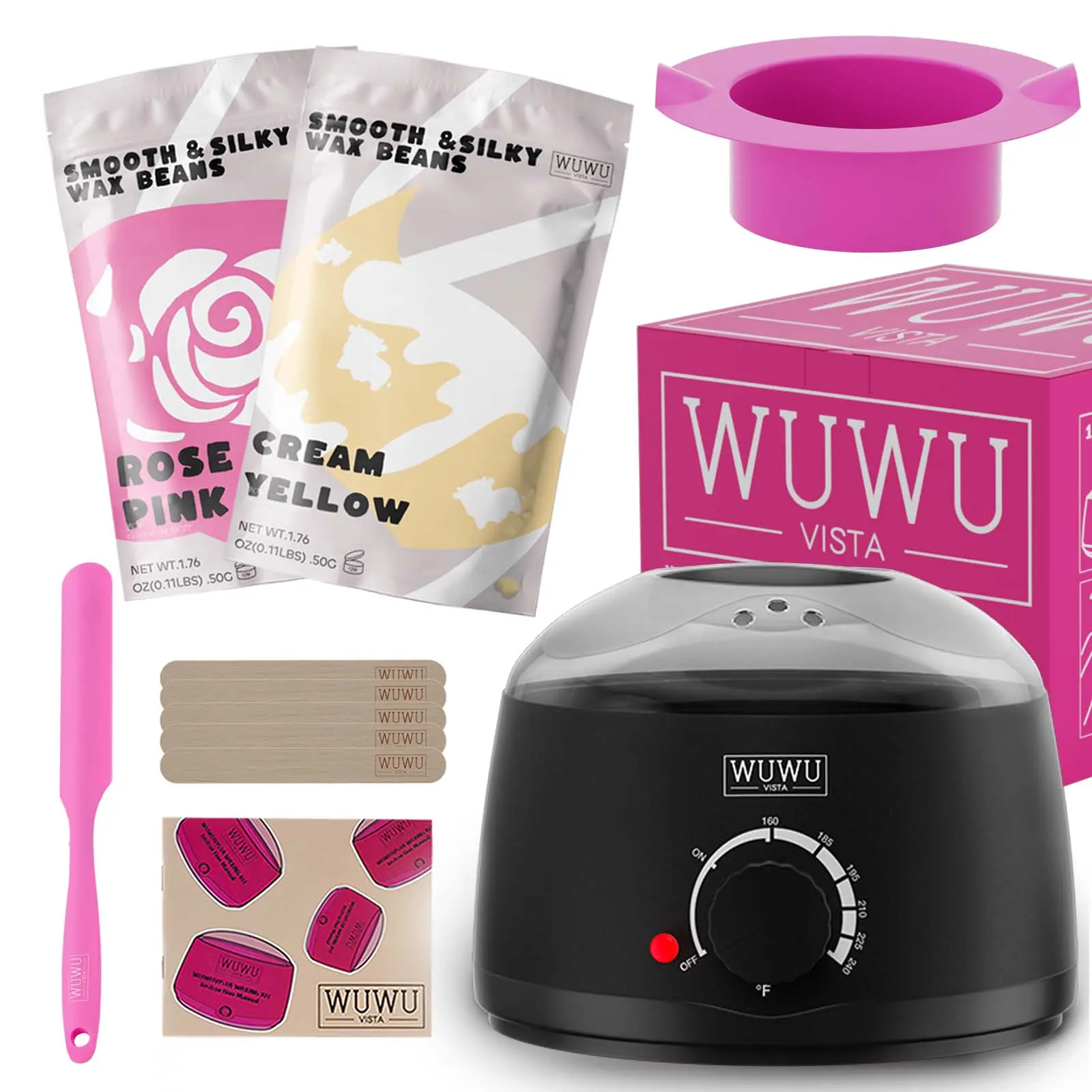 Professional Waxing Kit, 1 Set/2 Sets Waxing Warming Pot & Tool Accessories for Women & Men Full Body All Skin Types Home Use Hair Removal Hard Wax Beads