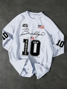 Brooklyn Vintage Oversized Graphic T-Shirt for Men & Women - Retro USA Sporty Jersey StyleTee - Aesthetic Streetwear Top for Daily Casual & Skateboard Outfits