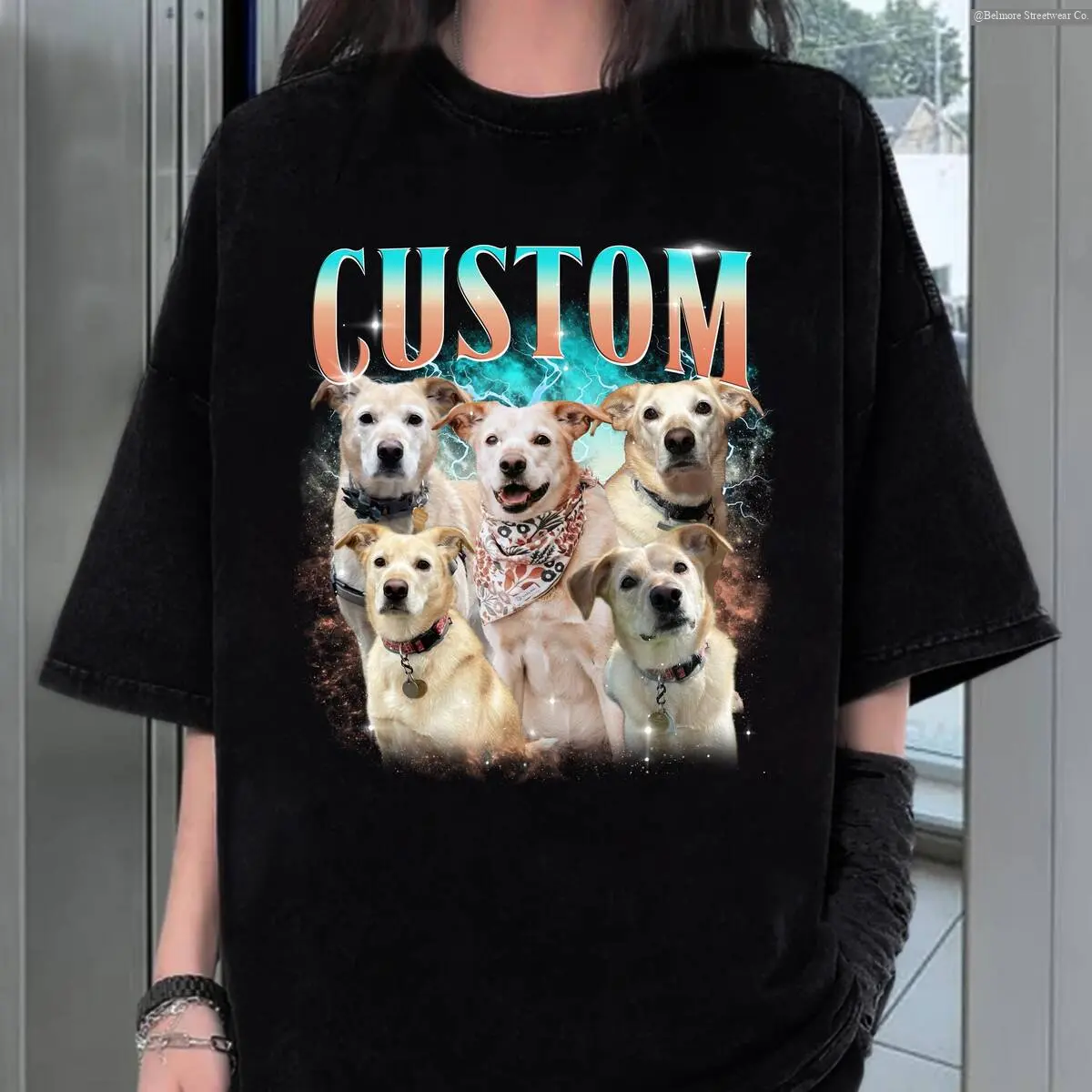 Custom Vintage Pet Shirt, Personalized Pets Tee, Customized Photo 90s Graphic, Bootleg Rap Dog TShirt, Personalized Cat Shirts , Special Gift Shirt