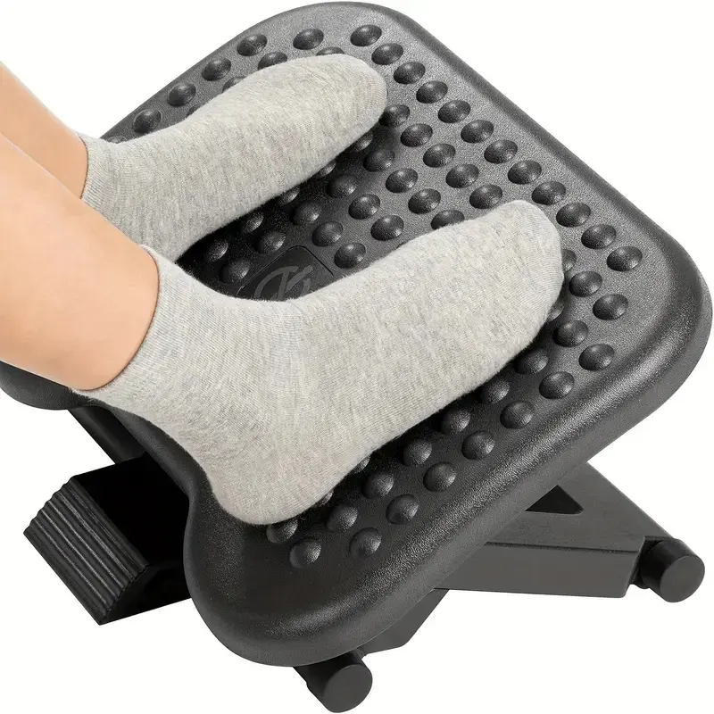 Ergonomic Desk Footrest with Massage Rollers, Adjustable Height & Angle, Ultimate Comfort for Home & Office Use