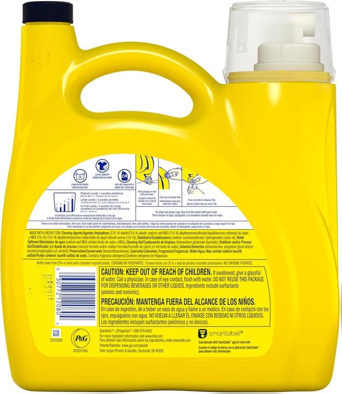 Tide Simply Clean & Fresh Liquid Laundry Detergent, Berry Blossom Scent, 89 loads, 117 fl oz (Packaging May vary)