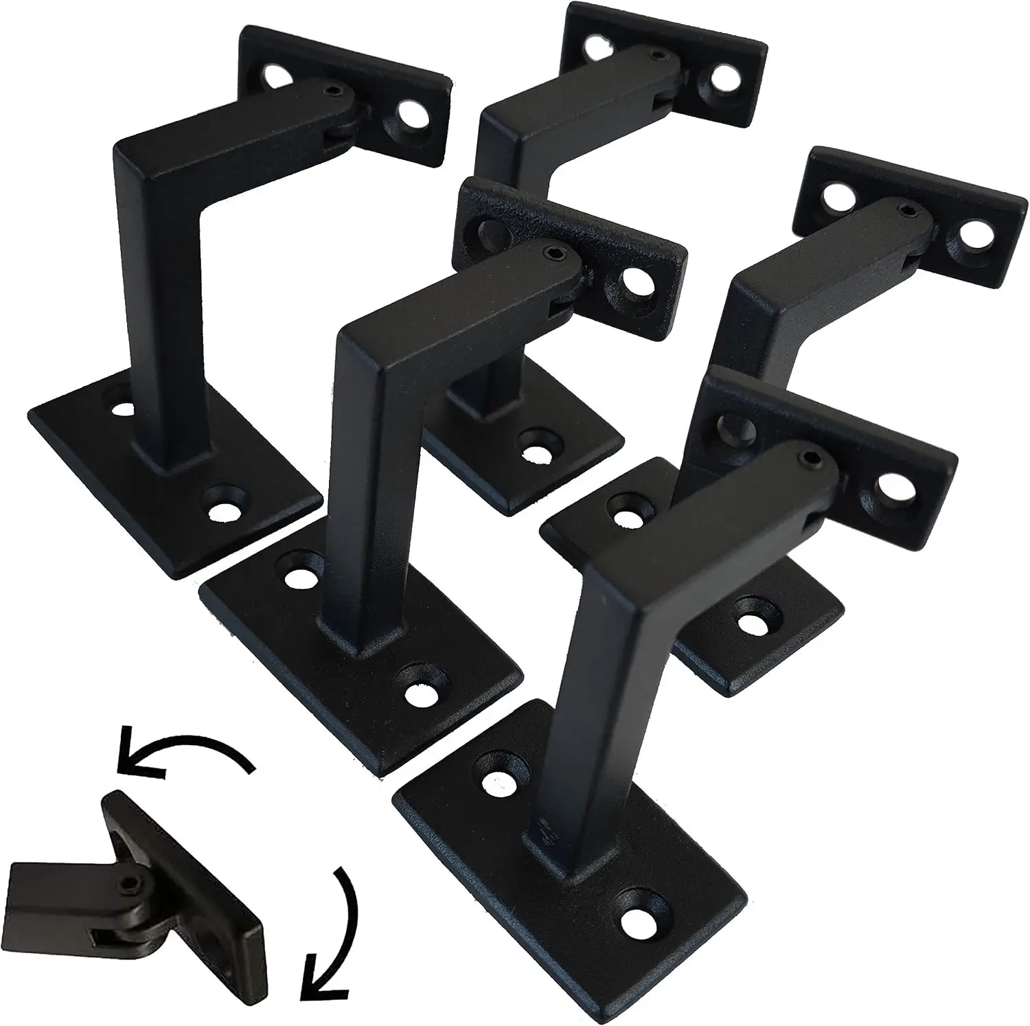 Heavy Duty Swivel 𝐙𝐈𝐍𝐂 𝐀𝐋𝐋𝐎𝐘 Handrail Brackets 𝗡𝗢 𝗪𝗘𝗟𝗗𝗜𝗡𝗚, 𝗔𝗡𝗧𝗜-𝗥𝗨𝗦𝗧, Integrated DIE-𝗖𝗔𝗦𝗧𝗜𝗡𝗚 Brackets for Indoor Staircase (Pack of 5)
