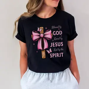 Blessed by God Loved by Jesus T-Shirt – Jesus Christ Graphic Tees, Christian Sweatshirt Jesus, Christian Apparel, Unisex Classic Hoodie Sweatshirt