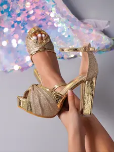 Summer & Fall Rhinestone Buckle Wedge Sandals, Casual Round Toe Medium Width Shoes, Fleece Upper Rubber Sole, Fashionable High Heels, Elegant Party Shoes