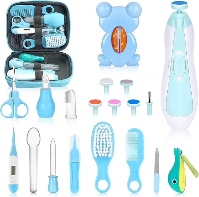 Baby Healthcare and Grooming Kit, Portable Baby Safety Care Set, Baby Essentials kit for Newborn (Blue 26 in 1)