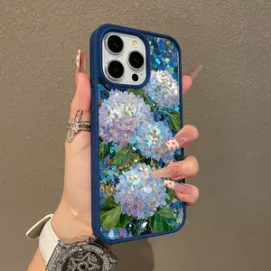 Trendy Magnetic Case for iPhone11/12/13/14/15/16/17/promax Gem Hydrangea Glow MagSafe Ready, Ultra Thin & Shockproof | Cute Pick for Girls