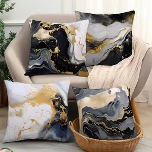 4PCS cushion cover pillowcase marble pattern pillowcase modern simple and fashionable style used for home decoration in living rooms sofas bedrooms (double-sided pattern) (no pillow core) decorative pillowcase Vintage Santa household decoration