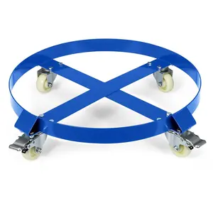 Barrel Roller, 190 L Transport Roller up to 450 kg, Plant Roller Diameter 61 cm, Round Rolling Board for Barrel, Metal Barrel, Plants, Flower Pot, Parasols & Bucket, Barrel Trolley with 4 Universal,Blue