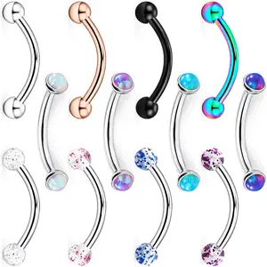16g 8/10mm Eyebrow/Rook/Snug/Vertical-Labret/VCH/Snake-Eyes/Anti-Tragus/Cartilage/Daith/Belly-Button/Bridge/Hood/Surface Curved Barbell Piercing Jewelry for Women Men