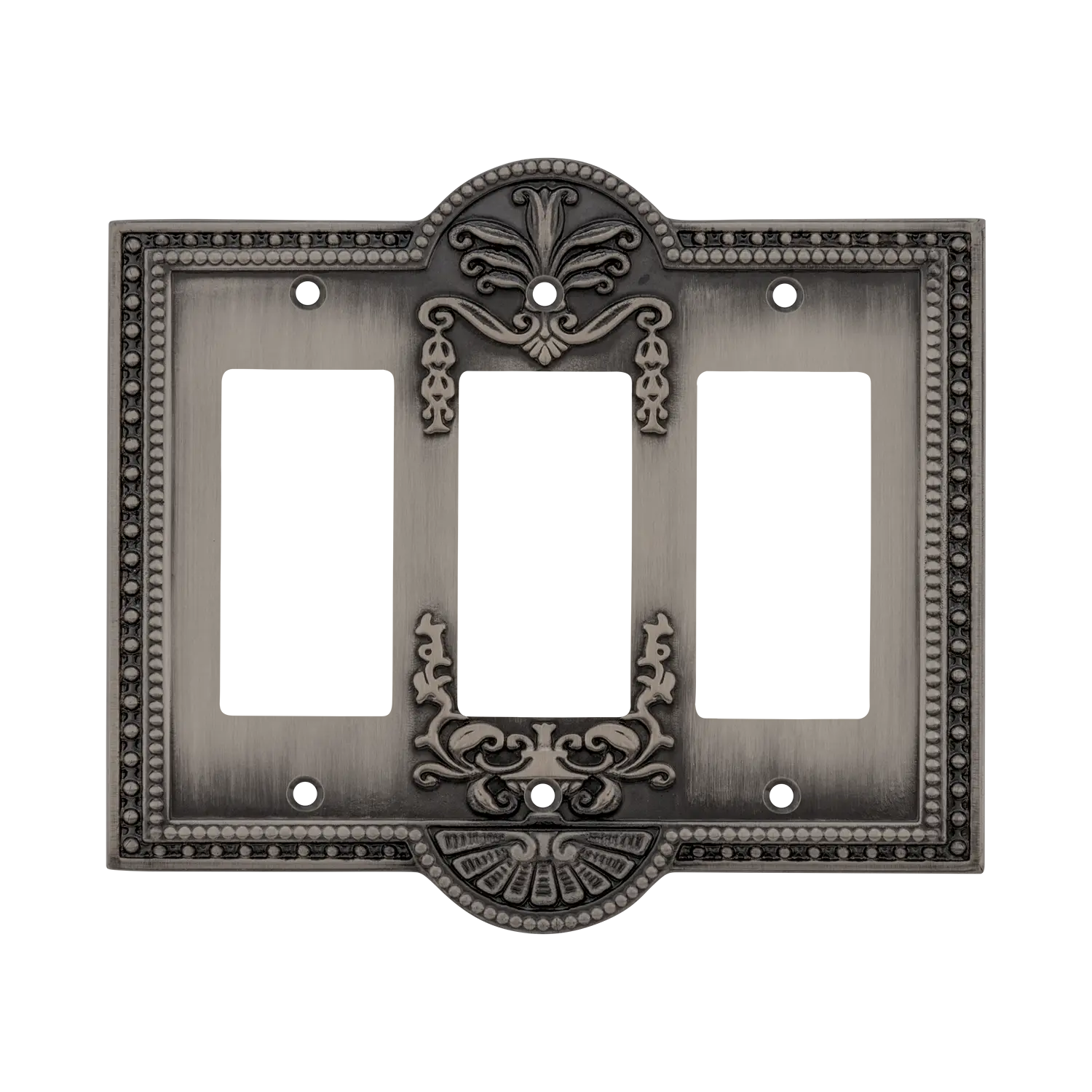 Meadows Switch Plate with Triple Rocker in Antique Pewter