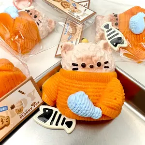 【Buy 3 get 1 free】Knitted Yarn Kitten Plush tabba squishies kidstoysFood-Grade Silicone Slow-Rising Rebound Squishy Fidget Toys for Stress Relief - Soft Squeeze Toys with Thick Creamy Slime Texture, Handmade Non-Toxic Sensory Toys