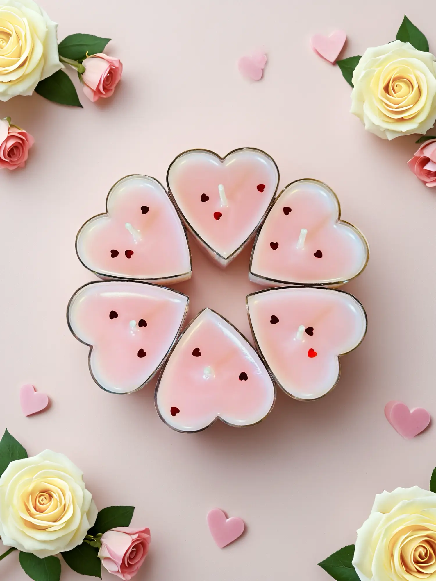 Heart Shaped Tealights-12 Pack Natural Soy Wax Glittered Candles for Wax Melter Enhancements