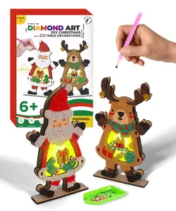 DIY Diamond Art Christmas Table Decorations- Includes 2 Diamond Art Table Top Kits - Reindeer & Santa Claus Sets