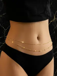 2 Pcs Chain Waist Belt, Minimalist Design, Layered Wearable Body Chain, Summer Fashion, Music Festival Style