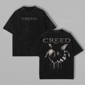 Creed - Hands & Sand Washed T-Shirt, Double Printed  Music Band Washed Tee, Rock Band Double Printed Washed Hoodie, Gift For Band Fan Crewneck Casual Cotton Fabric Menswear