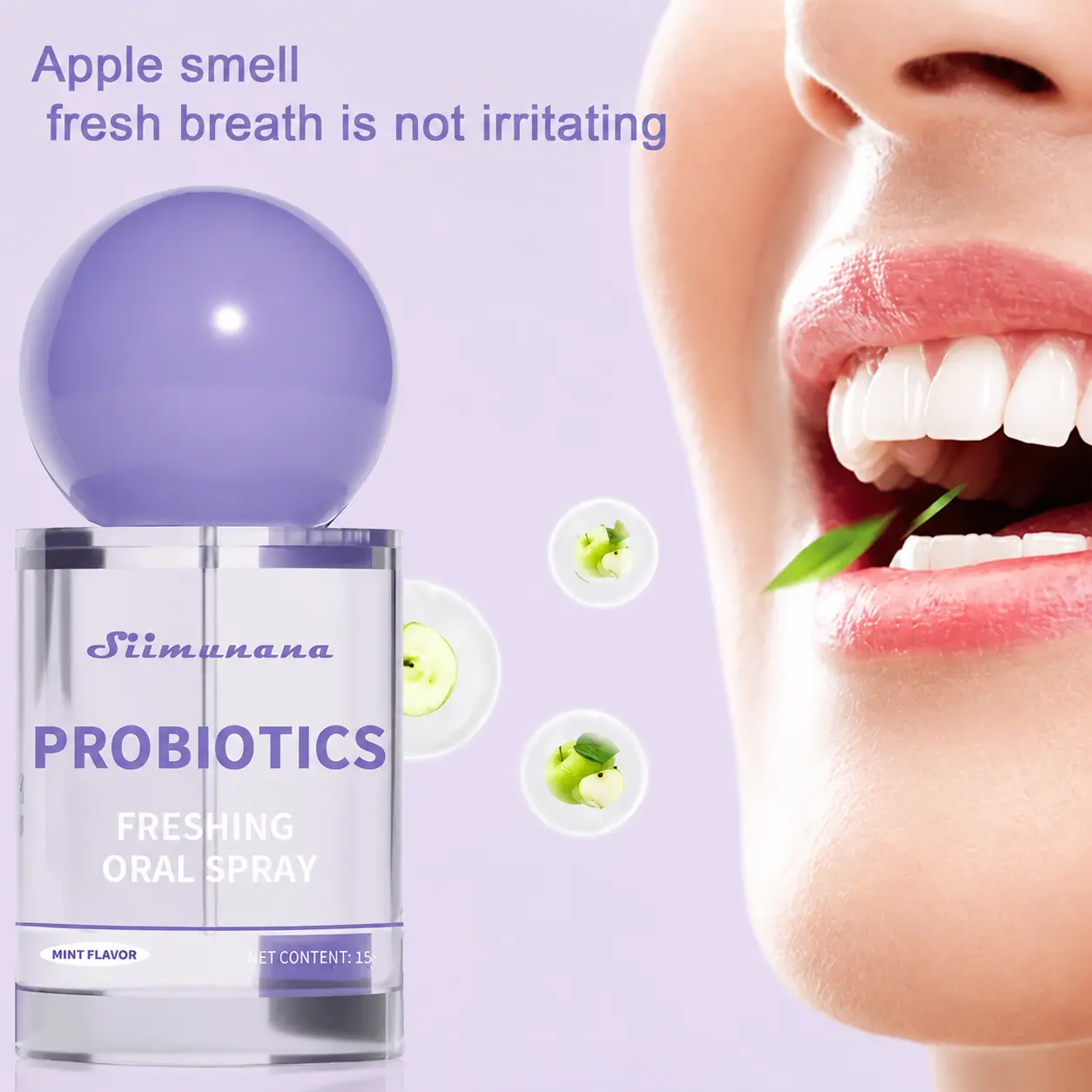 1-2* Peppermint Oral Spray - 15ml, Long-Lasting Mouth Freshness, Ideal for Travel & Dating, Boosts Natural Charm | Probiotic Oral Spray|15ml Breath Freshener for Long-Lasting Freshness & Oral Care|Portable & Sugar - Free Gentle Daily