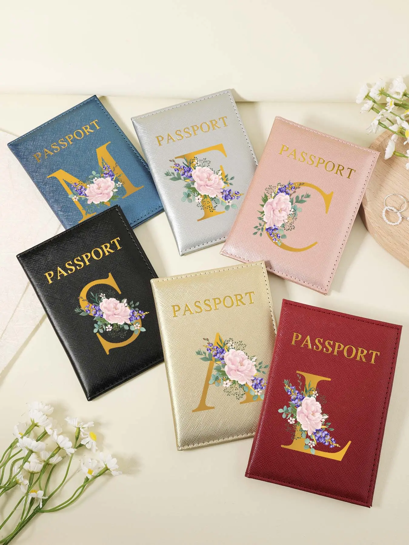 Floral & Letter Pattern Passport Case, Multi-functional Passport Holder, Travel Document Holder, Bank Card, Credit Card, Transportation Card Holder, Couple Passport Holder, Passport Cover