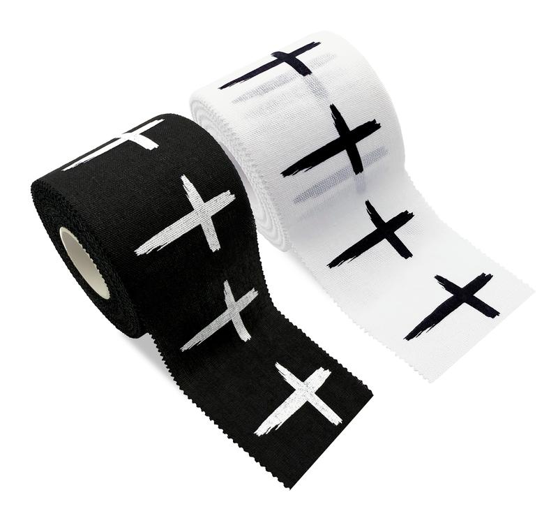 NEW Distressed Cross Sports 100% Cotton Athletic Tape 2 In. x 30 Ft. White Black Christian Faith Gift Bible Verse Wrap Brace Athletes Wrapping Finger Hand Ankle Wrist Knee Baseball Football Wrestling Gymnastics Boxing Soccer Crossfit Weight Lifting Cloth