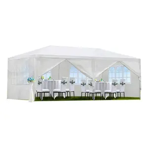 Gaomon 10'x20' Rectangular Heavy Duty Outdoor Party Tent - Tool-Free Setup, 6 Removable Sidewalls, Polyethylene Canopy, Ground Stake Included, Ideal for Weddings, Garden Patios, White
