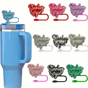Mugsaver Set of 5 Reusable Straw Toppers for mugs, Tumblers  Drinkware Stylish Plastic- Colorful Letter Straw Tips Cover - Bottles  Portable Washable