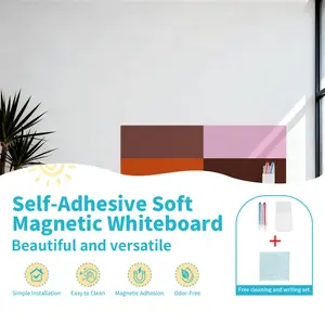 Self-Adhesive Magnetic Whiteboard Wall Sticker, Removable Vinyl Decal, Multi-Color Design, Easy to Clean, Reusable, Home Decor, 100cm X 40cm