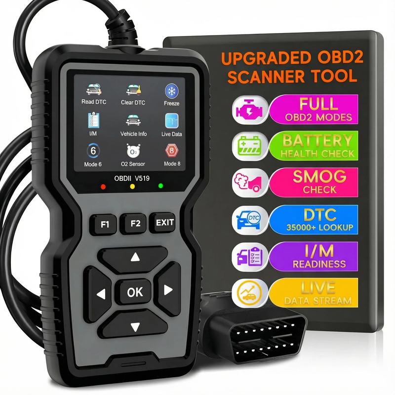 V519  OBD2 Car Scanner – Professional Engine Fault Code Reader with Comprehensive Diagnostic Functions, Reset Feature, I/M Readiness Support, 10 Language Modes, USB-Powered Design – Must-Have for Car Owners & Mechanics