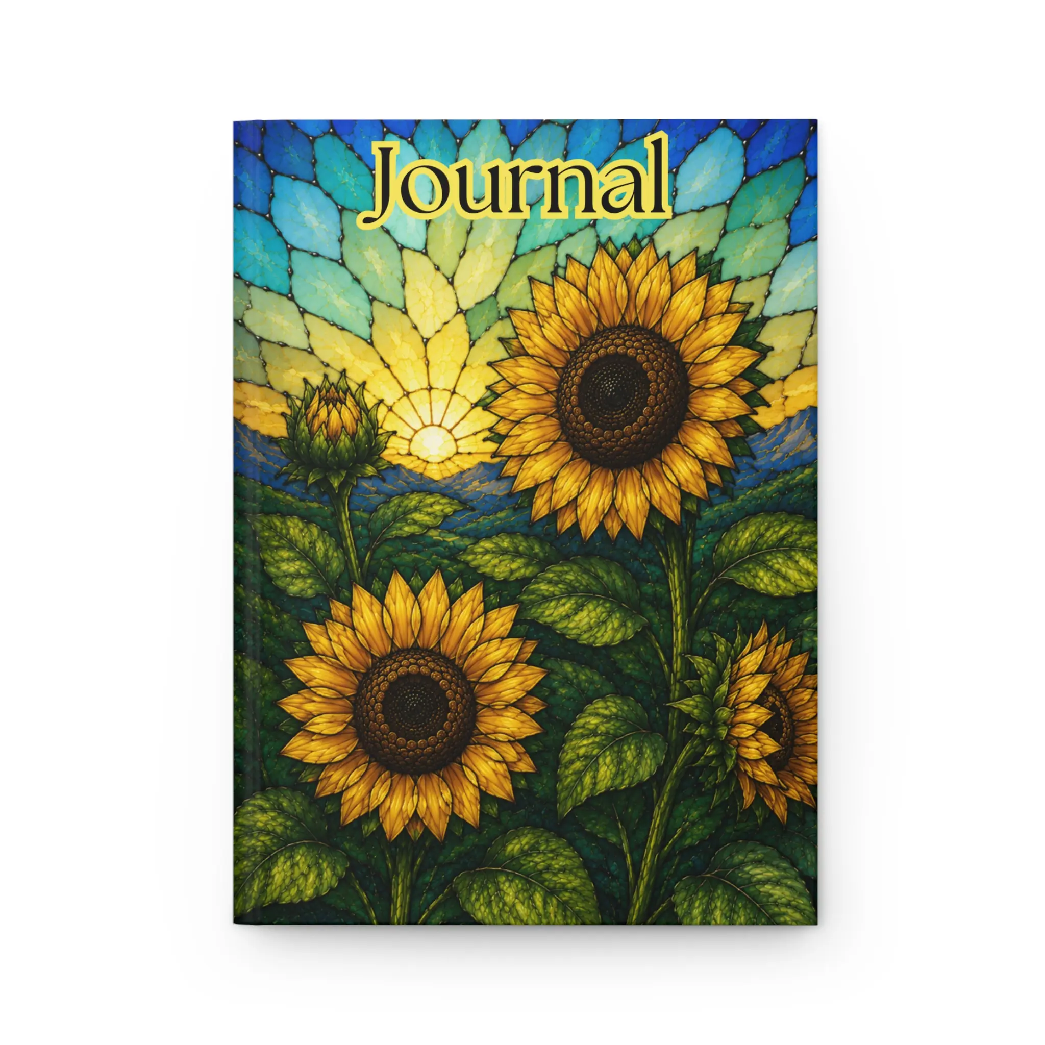 Sunflower Journal, Stained Glass Floral Lined Notebook, Sunflower Notebook, Writing Journal for Women, Nature Lover Gift, Gift for Her